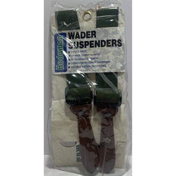 Hodgman Green Fishing Wader Suspenders Y Style Back 32" Adjustable Hardware‎ NWT - Picture 1 of 4